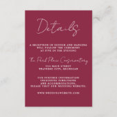 Ware eenvoud 3 Script minimale Claret bruiloft Informatiekaartje (Voorkant)