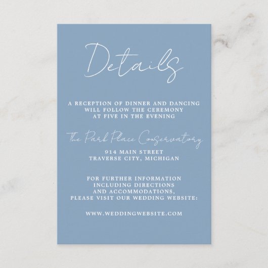 Ware eenvoud 3 Script Minimale Gletsjer Bruiloft Informatiekaartje (Voorkant)