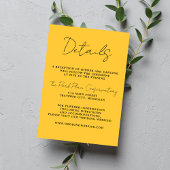 Ware eenvoud 3 Script minimale goudsbloem bruiloft Informatiekaartje