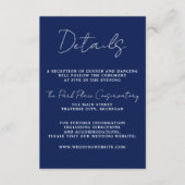 Ware eenvoud 3 Script Minimale inkt Blauwe bruilof Informatiekaartje (Voorkant)