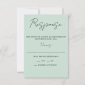 Ware eenvoud 3 Script Minimale Mint Bruiloft RSVP Kaartje (Voorkant)