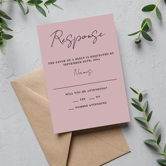 Ware eenvoud 3 Script Minimale Moonlight Bruiloft RSVP Kaartje