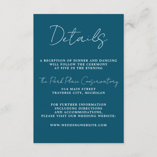 Ware eenvoud 3 Script Minimale Neptunus bruiloft Informatiekaartje (Voorkant)