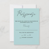 Ware eenvoud 3 Script Minimale Ocean Mist RSVP Kaartje (Voorkant)