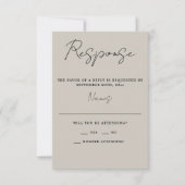 Ware eenvoud 3 Script Minimale Oester Bruiloft RSVP Kaartje (Voorkant)