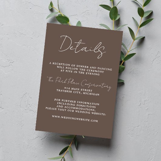 Ware eenvoud 3 Script minimale paddenstoel bruilof Informatiekaartje