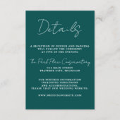 Ware eenvoud 3 Script Minimale Peacock bruiloft Informatiekaartje (Voorkant)