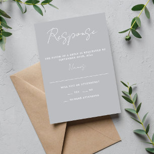 Ware eenvoud 3 Script Minimale Sterling Bruiloft RSVP Kaartje