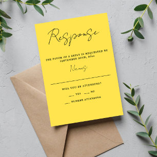 Ware eenvoud 3 Script Minimale Zonnebloem Bruiloft RSVP Kaartje