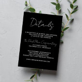 Ware eenvoud 3 Script minimale zwarte bruiloft Informatiekaartje