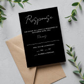 Ware eenvoud 3 Script minimalistisch zwart bruilof RSVP Kaartje