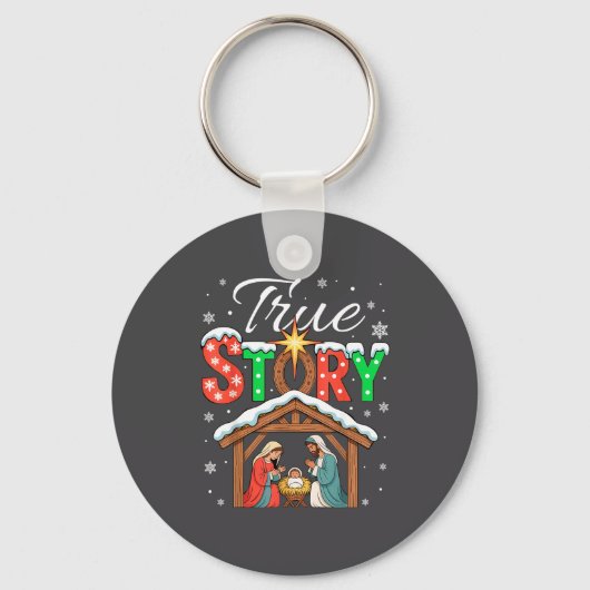 Ware Geboorte Kerstmis Baby Jezus Religieus Sleutelhanger (Voorkant)