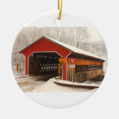 Ware Gilbertville Covered Bridge Winter Keramisch Ornament (Voorkant)