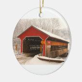 Ware Gilbertville Covered Bridge Winter Keramisch Ornament (Links)