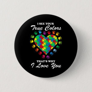 Ware kleuren - Harde Puzzle Cool Autisme Awareness Ronde Button 5,7 Cm