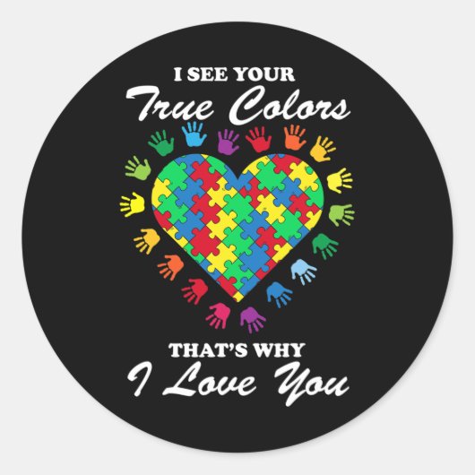 Ware kleuren - Harde Puzzle Cool Autisme Awareness Ronde Sticker (Voorkant)