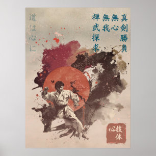 Ware Kracht Zen Karate Sumi-e Muur Poster