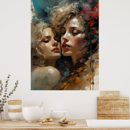 Ware Lesbische Liefde Poster (Keuken)