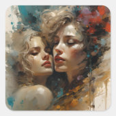 Ware Lesbische Liefde Vierkante Sticker (Voorkant)