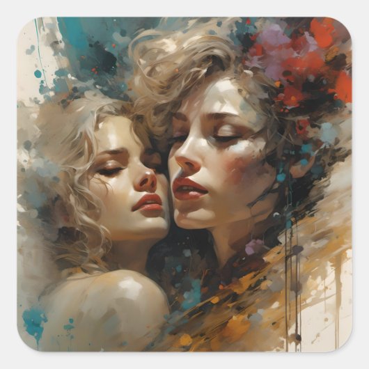 Ware Lesbische Liefde Vierkante Sticker (Voorkant)