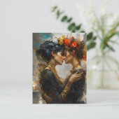 Ware Lesbische Lovers Bloemen in Haar Briefkaart (Staand voorkant)