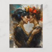 Ware Lesbische Lovers Bloemen in Haar Briefkaart (Voorkant)