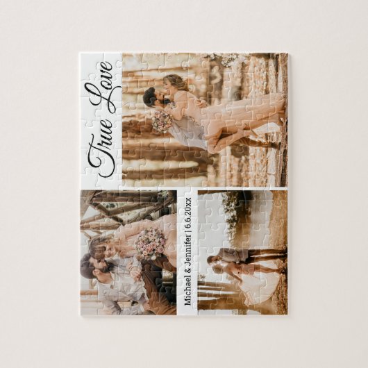 Ware liefde, 3 foto's collage bruiloft valentijnen legpuzzel (Verticaal)