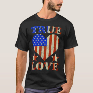 Ware Liefde Amerikaanse Vlag USA Patriottisch Hart T-shirt
