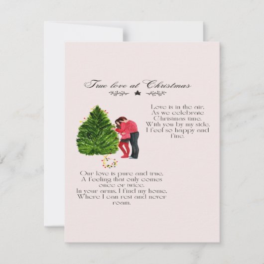 Ware liefde bij Kerstmis gedicht Notitiekaartje (Voorkant)