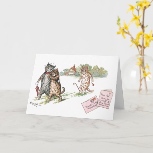 Ware Liefde door Louis Wain Blank Kaart (Gele Bloem)