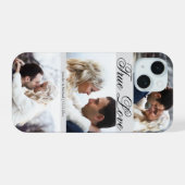 ware liefde, elegante 3 foto's jubileum romantisch iPhone 15 case (Achterkant horizontaal)