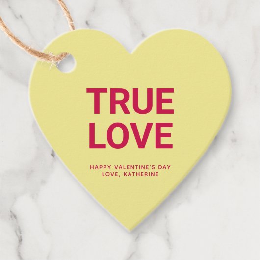 Ware liefde geel hart schattig Valentijnsdag custo Bedankjes Labels (Voorkant)