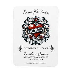 Ware Liefde Hart Tattoo Bruiloft Save the Date Magneet