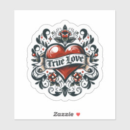 Ware liefde hart Tattoo look artistiek Sticker
