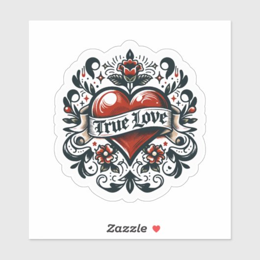 Ware liefde hart Tattoo look artistiek Sticker (Vel)