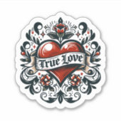 Ware liefde hart Tattoo look artistiek Sticker (Voorkant)