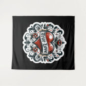 Ware liefde hart Tattoo look artistiek Wandkleed (Voorkant (horizontaal))