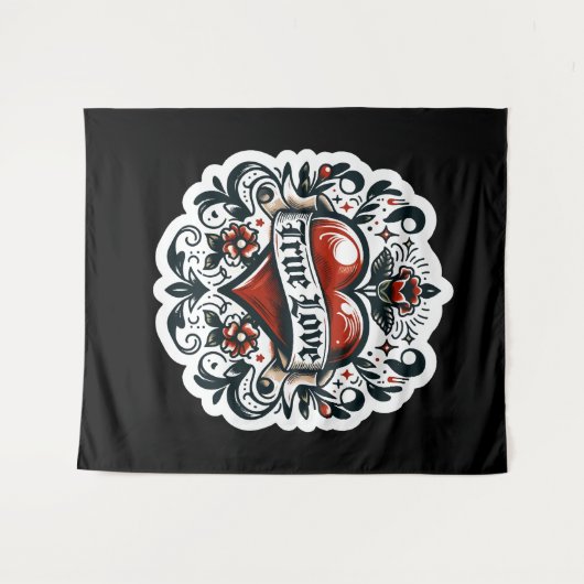 Ware liefde hart Tattoo look artistiek Wandkleed (Voorkant (horizontaal))