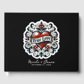 Ware Liefde Hart Tattoo Sticker Bruiloft Gastenboek (Voorkant)
