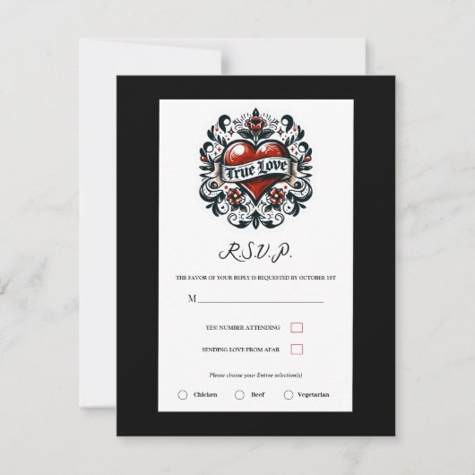 Ware liefde hart Tattoo Sticker bruiloft RSVP Kaart (Voorkant)