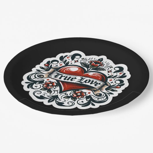 Ware Liefde Hart Tattoo Sticker Bruiloft Verloving Papieren Bordje (Gekanteld)