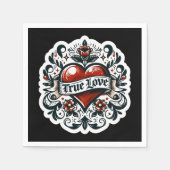 Ware Liefde Hart Tattoo Sticker Bruiloft Verloving Servet (Voorkant)
