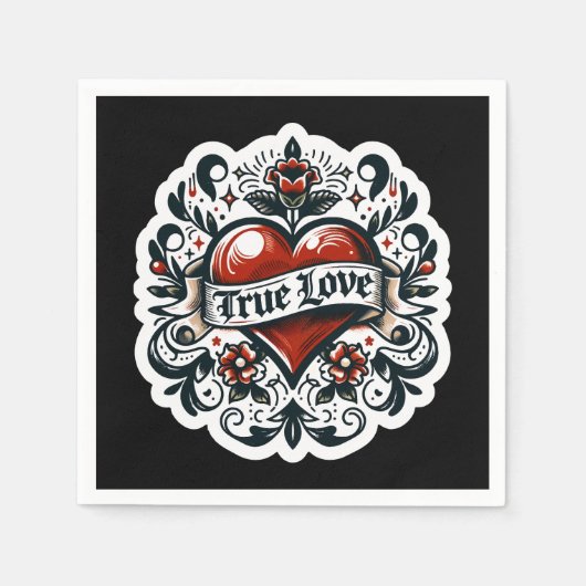 Ware Liefde Hart Tattoo Sticker Bruiloft Verloving Servet (Voorkant)