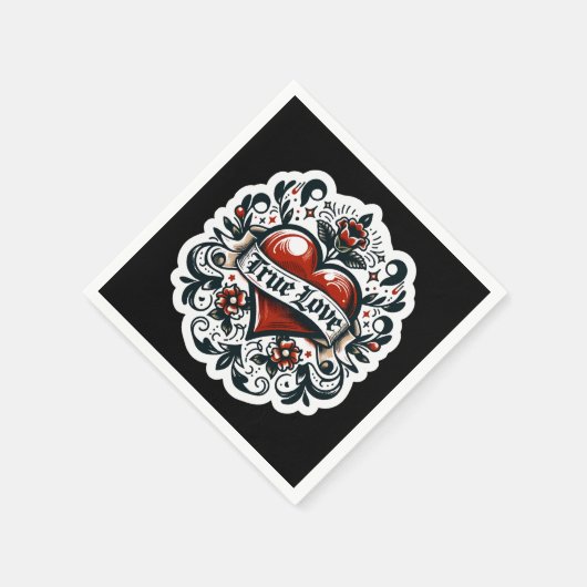 Ware Liefde Hart Tattoo Sticker Bruiloft Verloving Servet (Hoek)