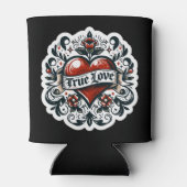 Ware Liefde Hart Tattoo Sticker Stijl Artistiek Blikjeskoeler (Achterkant)
