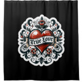 Ware Liefde Hart Tattoo Sticker Stijl Artistiek Douchegordijn (Voorkant)