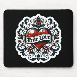 Ware Liefde Hart Tattoo Sticker Stijl Artistiek Muismat