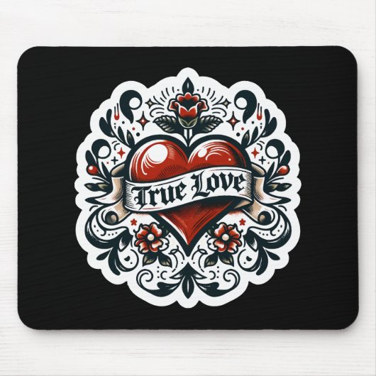 Ware Liefde Hart Tattoo Sticker Stijl Artistiek Muismat (Voorkant)