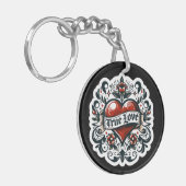 Ware Liefde Hart Tattoo Sticker Stijl Artistiek Sleutelhanger (Voorkant Links)