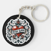 Ware Liefde Hart Tattoo Sticker Stijl Artistiek Sleutelhanger (Achterkant)
